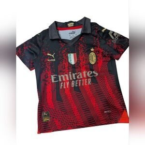 Puma Red and Black Soccer Jersey 4-5Y